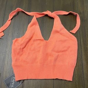 Orange halter crop